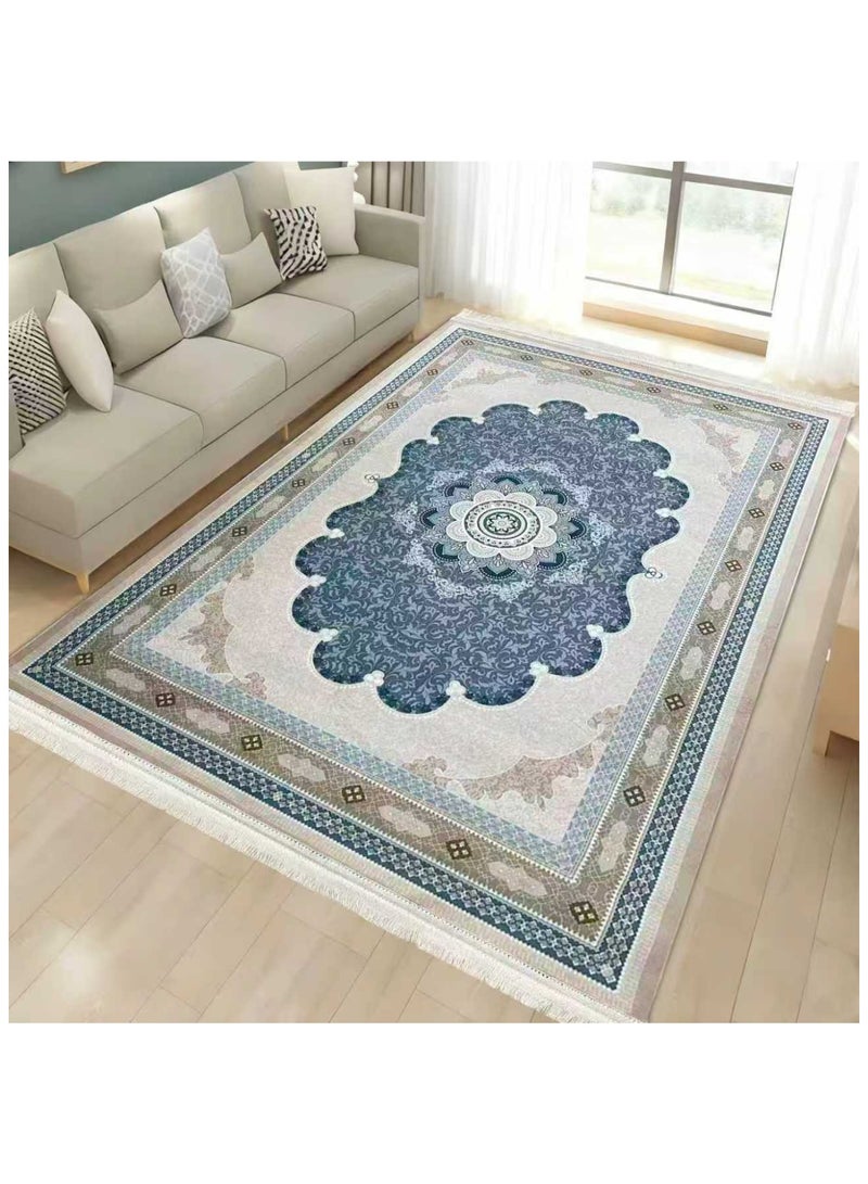 SMART HOME Large padded floor mat with a soft velvet surface and non-slip backing - Living room rug - Majlis rug - Lounge rug - Luxurious decorative rug - Elegant rug with modern patterns for living rooms and majlis - Size 300x200cm - Suitable for everyday use and entertaining - Image 2